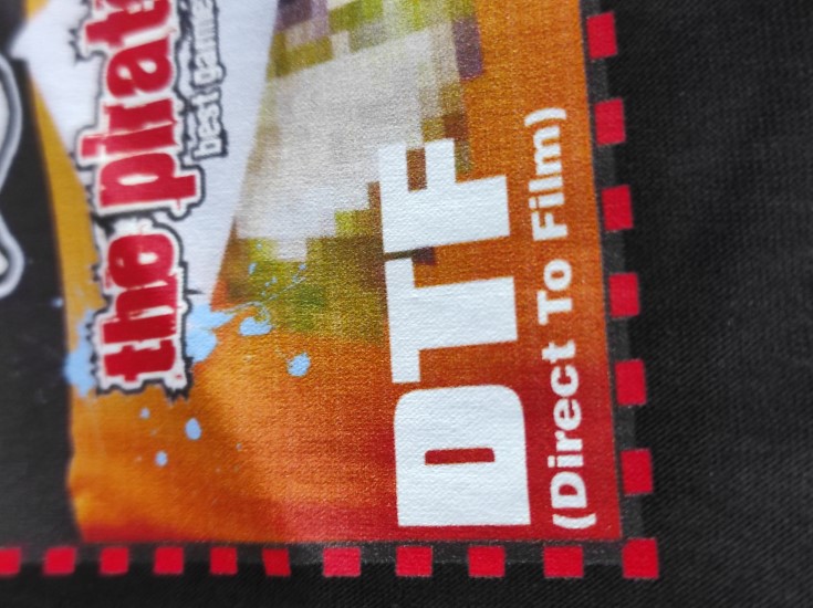 DTF print on fabric, close up