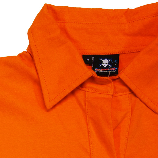 (L01G) Women Polo Shirt in Fabric Color (3123) Bright Orange in (160 GSM, 100% Cotton) Fabric ColorsStandard fabric for men/womenFabric Specification100% Cotton160 Grams Per Square MeterPreshrunk materialThe fabric is preshrunk, but depending on the way you wash, the fabric might still have up to 2% of shrinkage more.