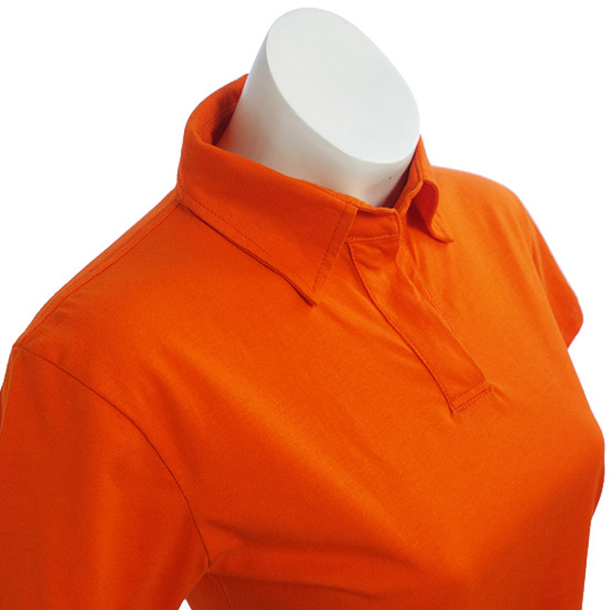 (L01G) Women Polo Shirt in Fabric Color (3123) Bright Orange in (160 GSM, 100% Cotton) Fabric ColorsStandard fabric for men/womenFabric Specification100% Cotton160 Grams Per Square MeterPreshrunk materialThe fabric is preshrunk, but depending on the way you wash, the fabric might still have up to 2% of shrinkage more.