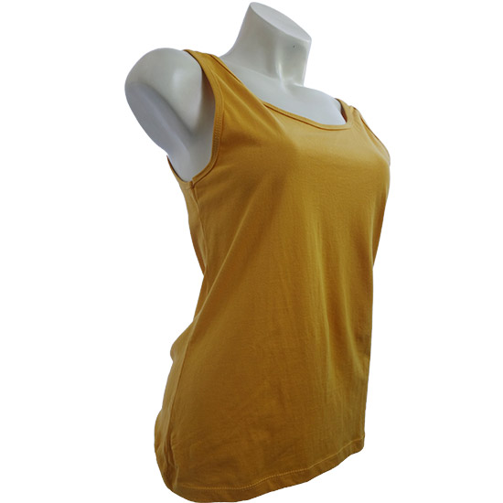 (L09G) Singlet Karma in Fabric Color (3151) Sunkist in (160 GSM, 100% Cotton) Fabric ColorsStandard fabric for men/womenFabric Specification100% Cotton160 Grams Per Square MeterPreshrunk materialThe fabric is preshrunk, but depending on the way you wash, the fabric might still have up to 2% of shrinkage more.