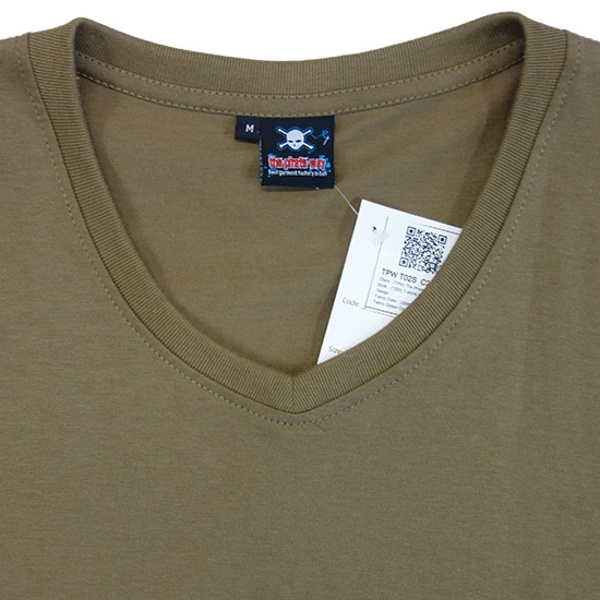 (T02S) V-Neck Shirt in Fabric Color (2006) Wood in (210 GSM, 100% Cotton) Fabric ColorsStandard fabric for men shirtsFabric Specification100% Cotton210 Grams Per Square MeterPreshrunk materialThe fabric is preshrunk, but depending on the way you wash, the fabric might still have up to 2% of shrinkage more.