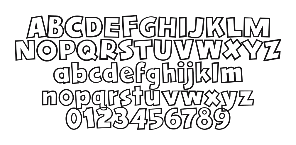 0-Toon-Block-DNA: every letter, A to Z and a to z, and the numbers 0 to 9