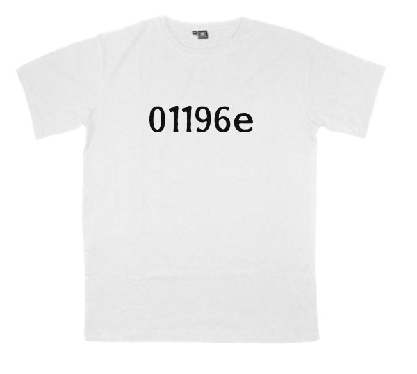 01196e printed on a t-shirt