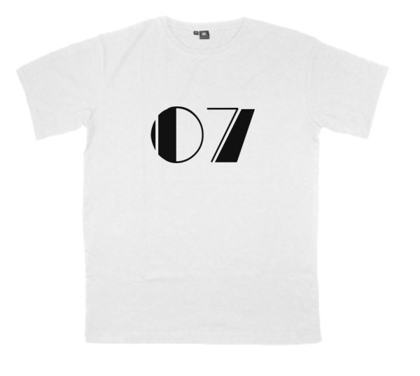 07 printed on a t-shirt