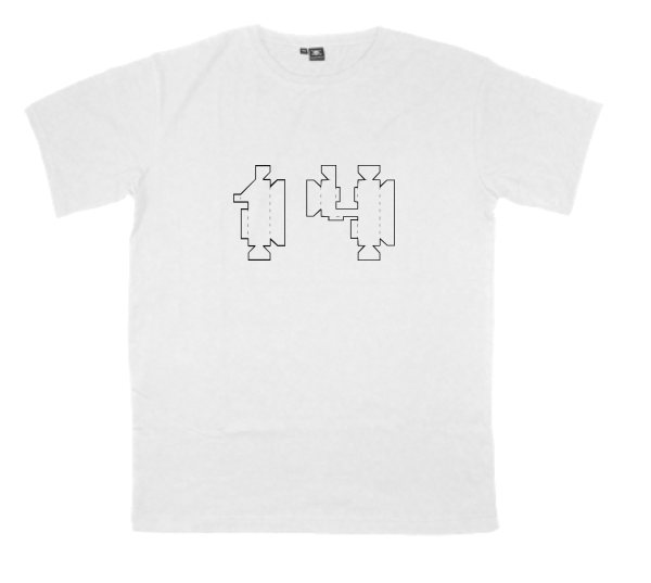 1-4 printed on a t-shirt