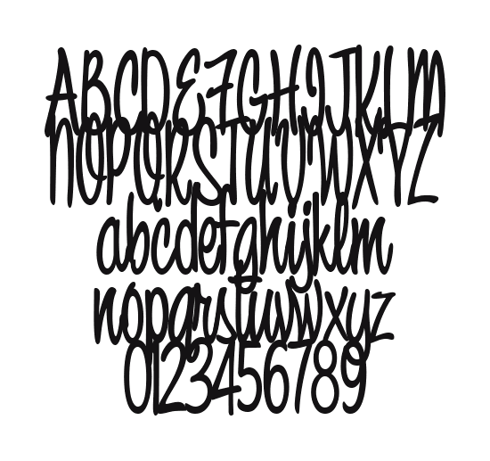 1-Bicarbonate-DNA: every letter, A to Z and a to z, and the numbers 0 to 9