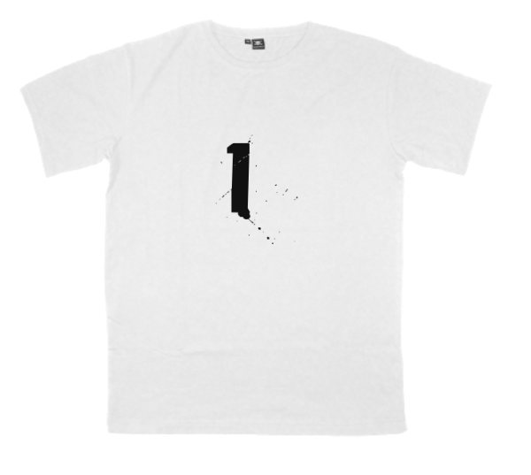 1 printed on a t-shirt