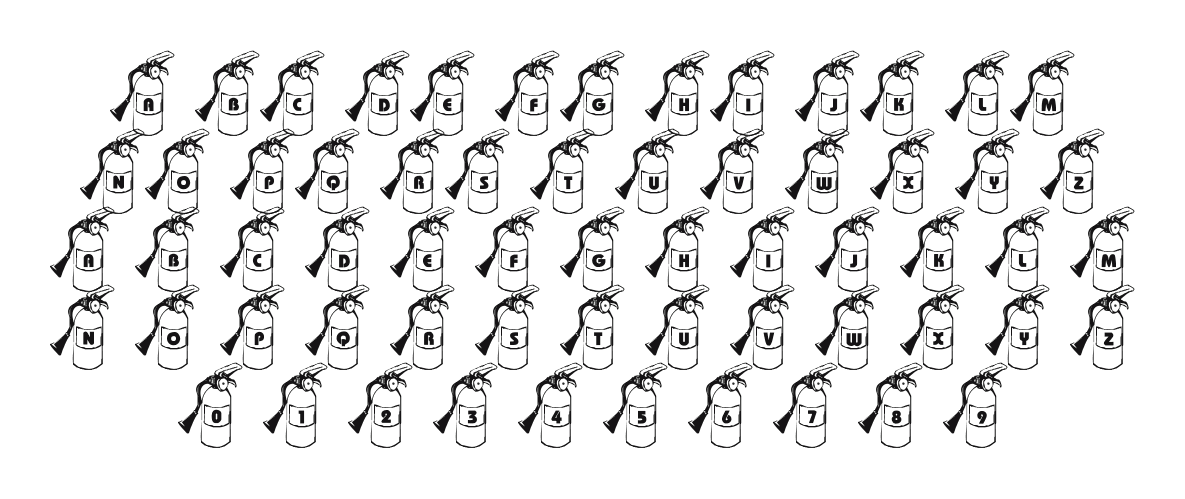101-Fire-Safety: every letter, A to Z and a to z, and the numbers 0 to 9