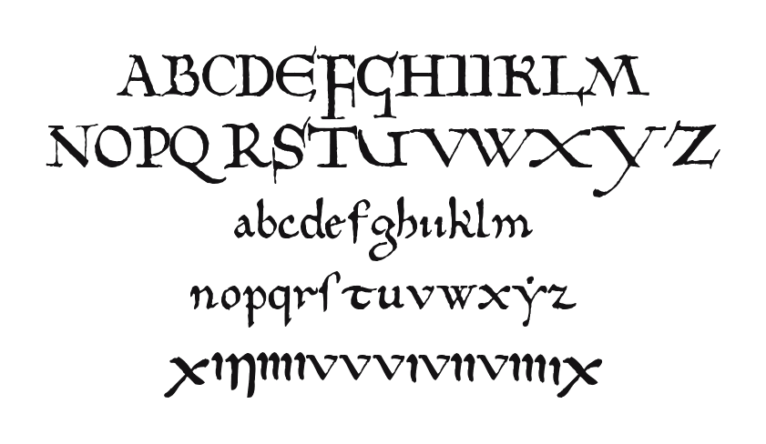 10th-Century-Bookhand-WF: every letter, A to Z and a to z, and the numbers 0 to 9