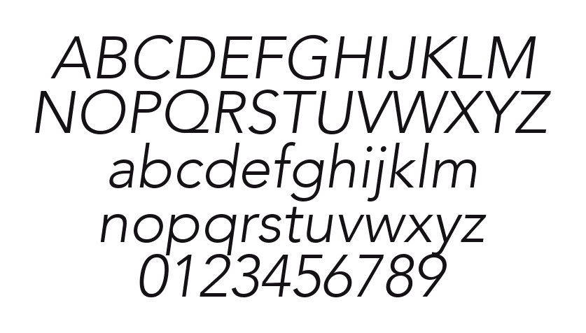 12-Avenir-35-LightOblique-73173: every letter, A to Z and a to z, and the numbers 0 to 9