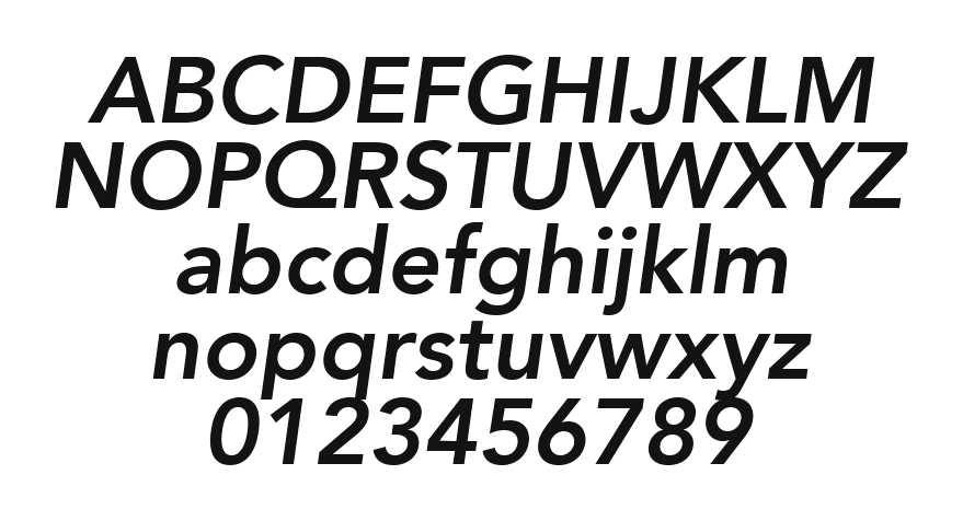 12-Avenir-85-HeavyOblique-76173: every letter, A to Z and a to z, and the numbers 0 to 9
