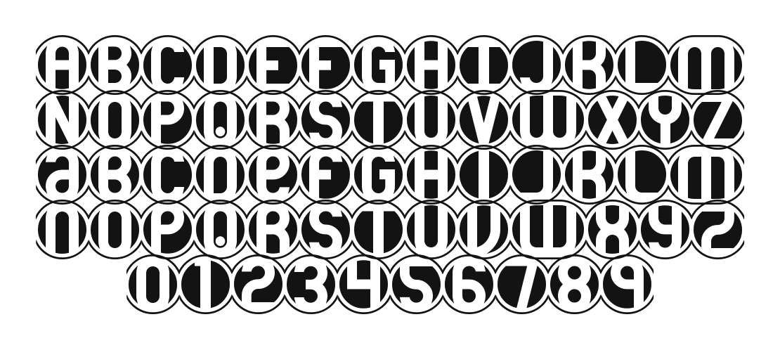 18-Holes-BRK: every letter, A to Z and a to z, and the numbers 0 to 9