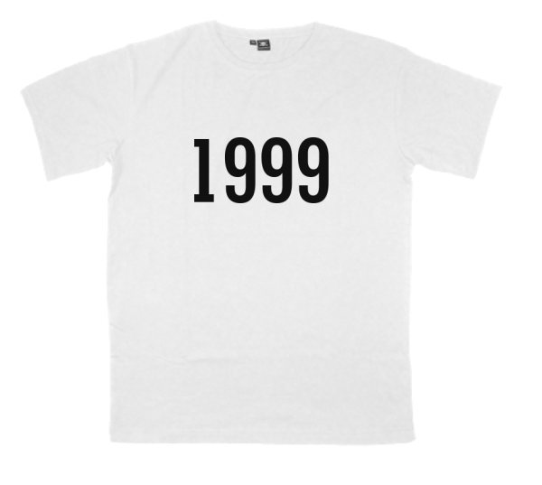 1999 printed on a t-shirt