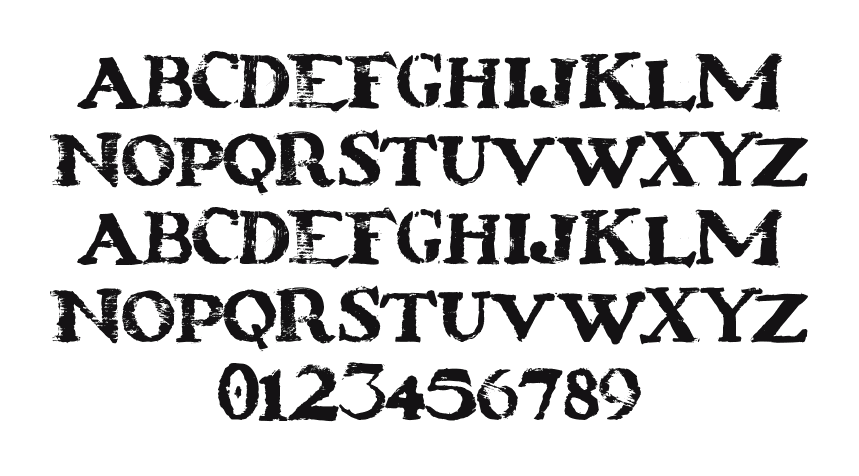 20th-Century-Woodcut: every letter, A to Z and a to z, and the numbers 0 to 9