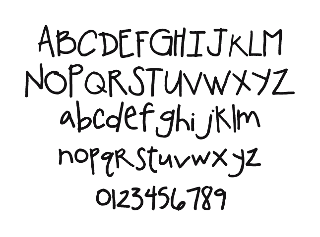 2Peas-Chicken-Shack-Narrow: every letter, A to Z and a to z, and the numbers 0 to 9