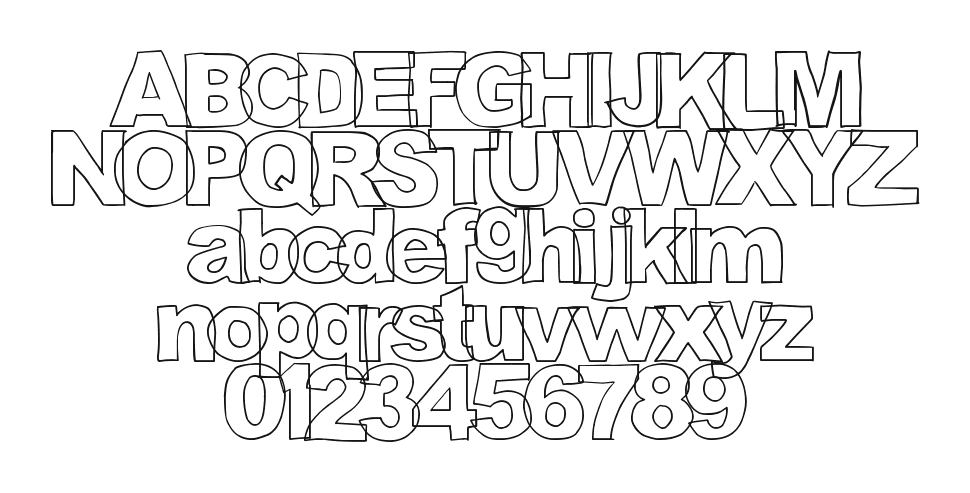 2Peas-Cross-Eyed: every letter, A to Z and a to z, and the numbers 0 to 9