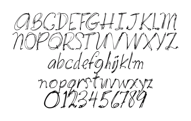 2Peas-DW-Sketchbook: every letter, A to Z and a to z, and the numbers 0 to 9
