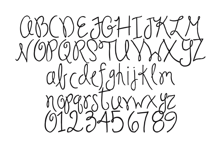 2Peas-Fiddle-Sticks: every letter, A to Z and a to z, and the numbers 0 to 9
