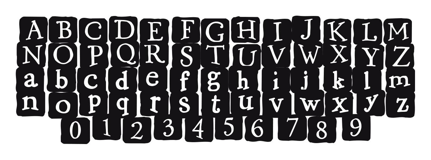 2Peas-Flea-Market-Block-Irreg: every letter, A to Z and a to z, and the numbers 0 to 9