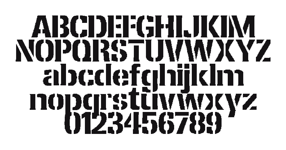 2Peas-Frazzled-Stencil: every letter, A to Z and a to z, and the numbers 0 to 9