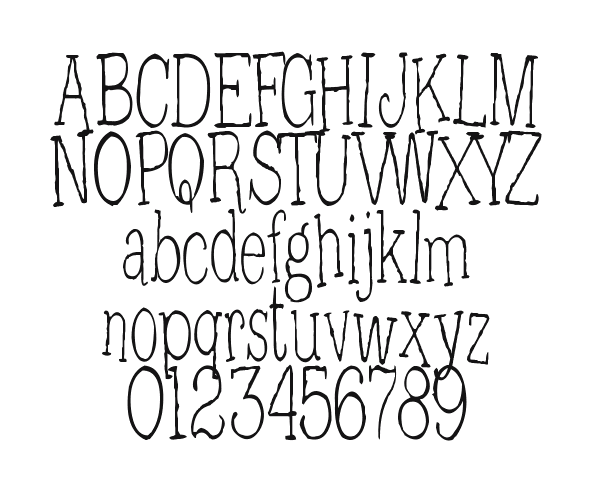 2Peas-Frazzled: every letter, A to Z and a to z, and the numbers 0 to 9