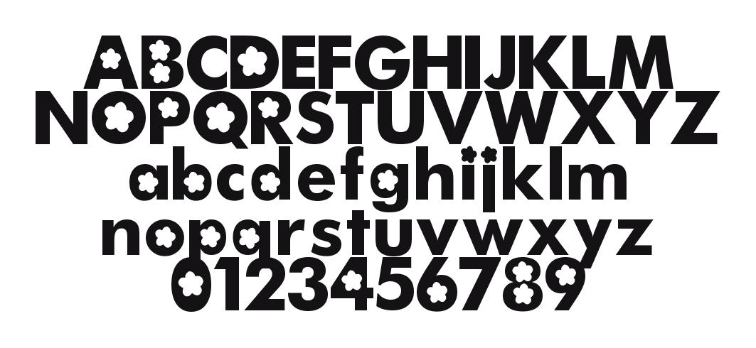 2Peas-Groovy-Bloom: every letter, A to Z and a to z, and the numbers 0 to 9