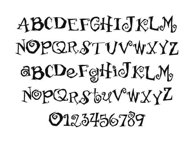 2Peas-Haunted-House: every letter, A to Z and a to z, and the numbers 0 to 9