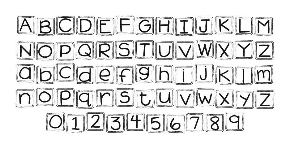 2Peas-Ice-Cubes: every letter, A to Z and a to z, and the numbers 0 to 9