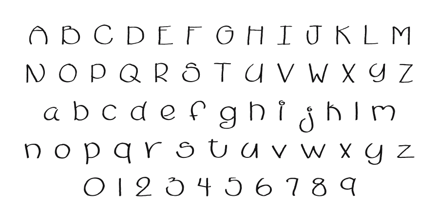 2Peas-Loose-Kurls: every letter, A to Z and a to z, and the numbers 0 to 9