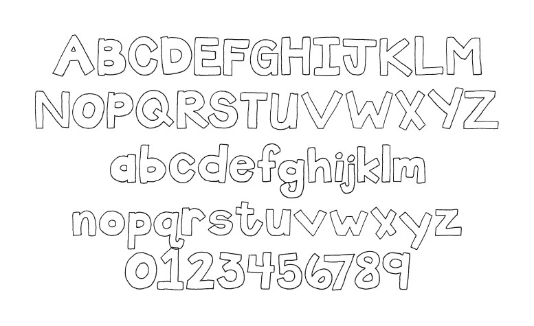 2Peas-Megablock: every letter, A to Z and a to z, and the numbers 0 to 9