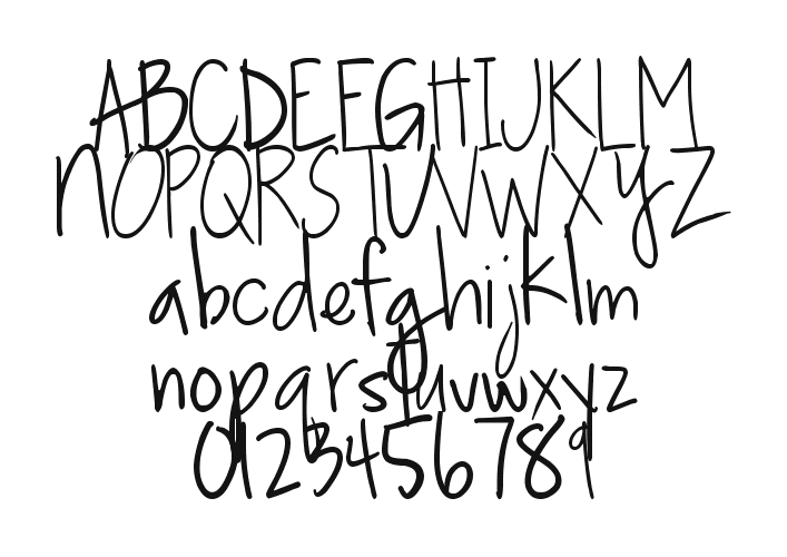 2Peas-Notebook: every letter, A to Z and a to z, and the numbers 0 to 9