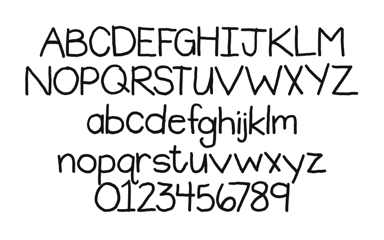 2Peas-Plain-Jane: every letter, A to Z and a to z, and the numbers 0 to 9