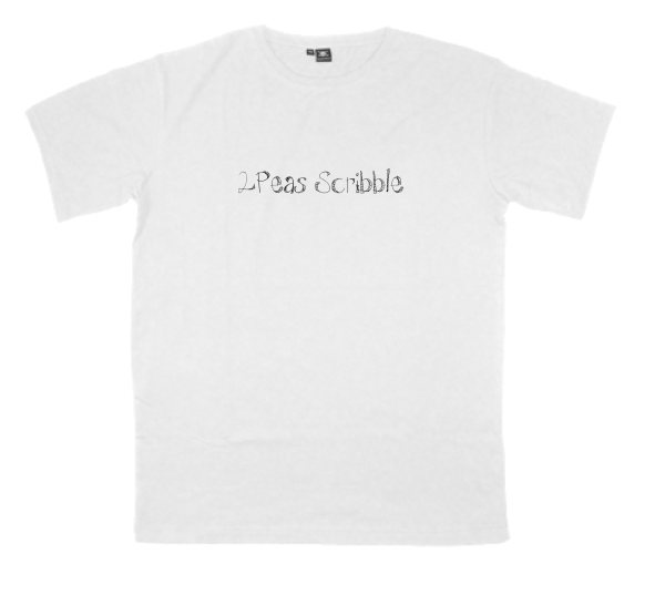 2Peas-Scribble printed on a t-shirt