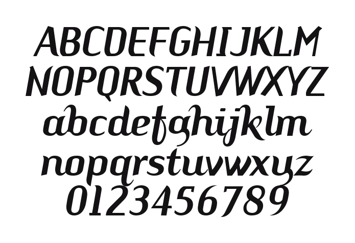 ARSTemper-ScriptBold: every letter, A to Z and a to z, and the numbers 0 to 9