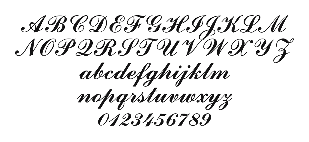 ATCommercialScript: every letter, A to Z and a to z, and the numbers 0 to 9