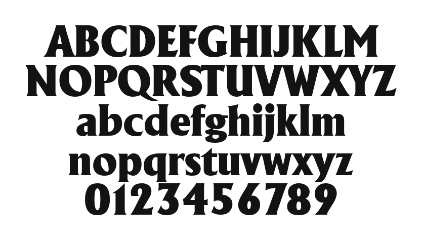 Adelon-Serial-Heavy-Regular: every letter, A to Z and a to z, and the numbers 0 to 9