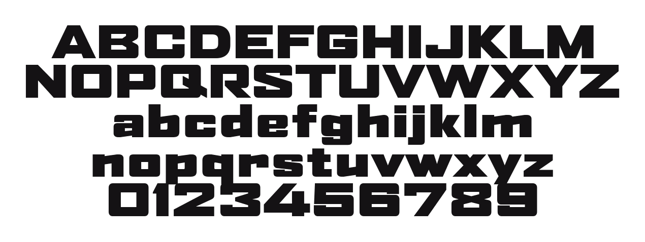 AgencyFB-Black-Extended: every letter, A to Z and a to z, and the numbers 0 to 9
