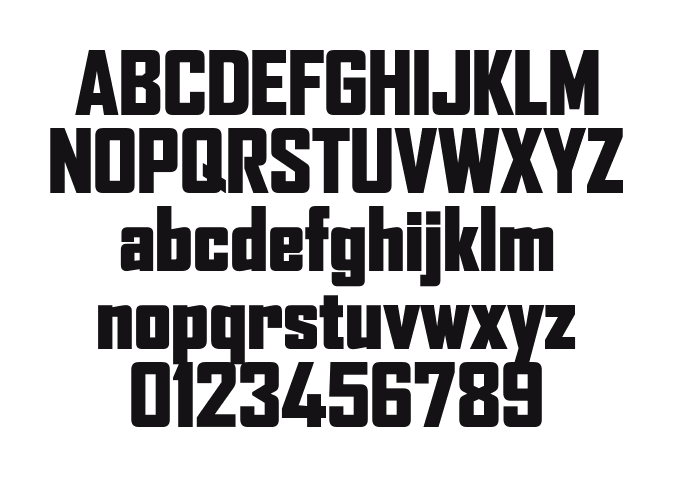 AgencyFB-Black: every letter, A to Z and a to z, and the numbers 0 to 9