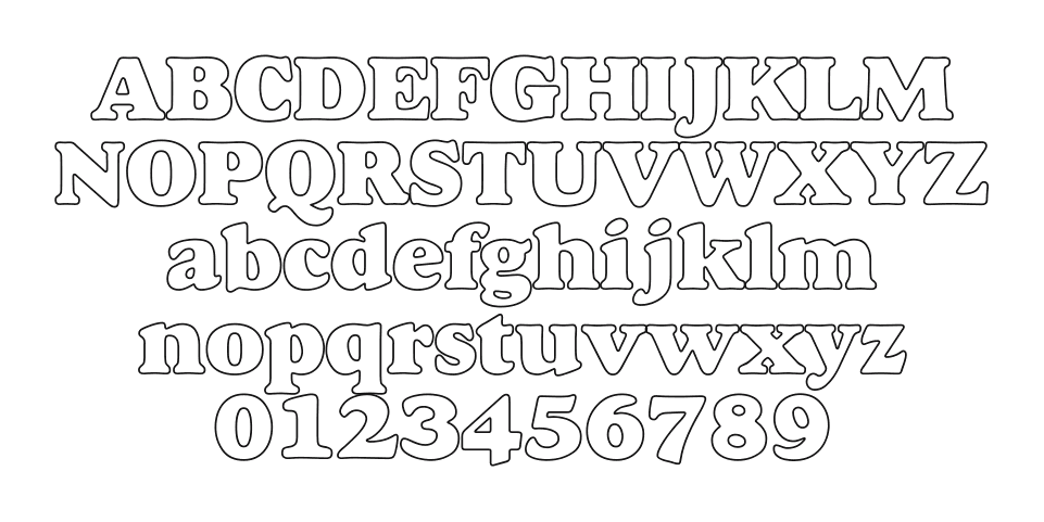 Alfredo-Heavy-Hollow: every letter, A to Z and a to z, and the numbers 0 to 9