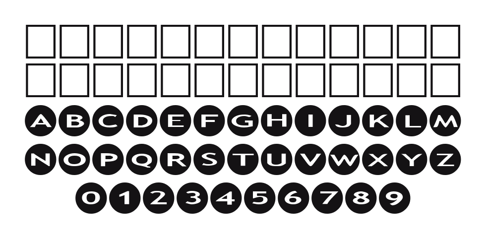 AlphaShapes-circles: every letter, A to Z and a to z, and the numbers 0 to 9