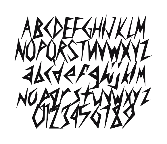 AmplifierCondensed-Heavy: every letter, A to Z and a to z, and the numbers 0 to 9