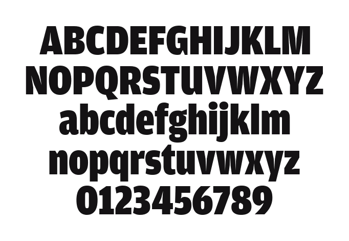 AmplitudeCond-Ultra: every letter, A to Z and a to z, and the numbers 0 to 9