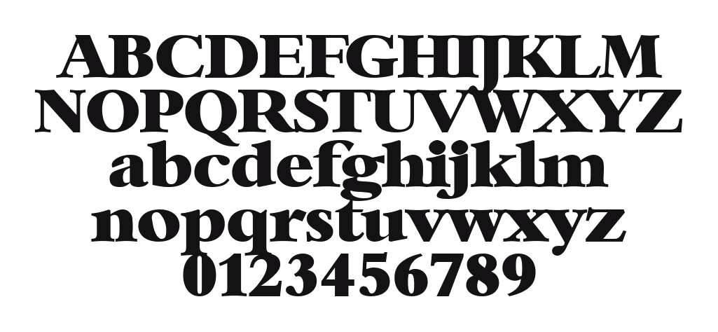 AndrewBecker-Heavy: every letter, A to Z and a to z, and the numbers 0 to 9