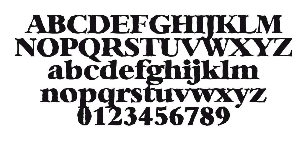 AndrewBeckerAntique-Heavy-Regular: every letter, A to Z and a to z, and the numbers 0 to 9