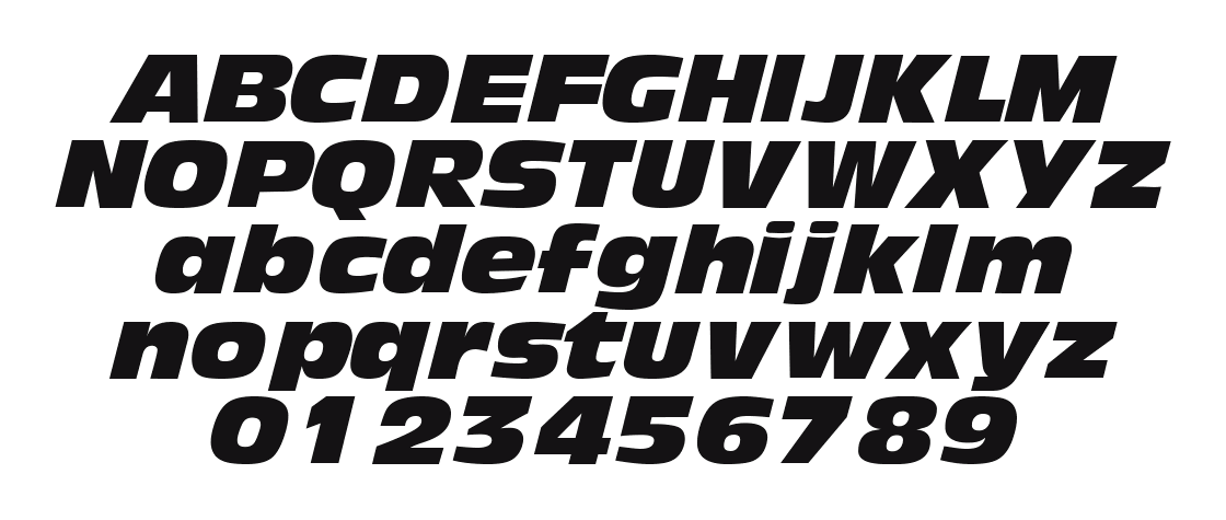 AndyBlackDB-Italic: every letter, A to Z and a to z, and the numbers 0 to 9