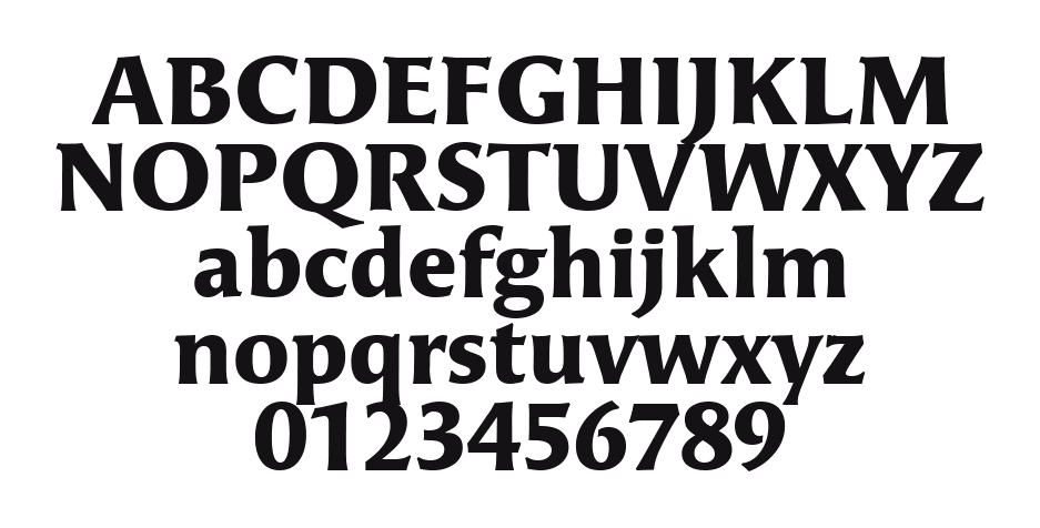 Angie-Black: every letter, A to Z and a to z, and the numbers 0 to 9