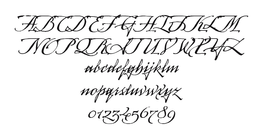 Arcana-Manuscript: every letter, A to Z and a to z, and the numbers 0 to 9