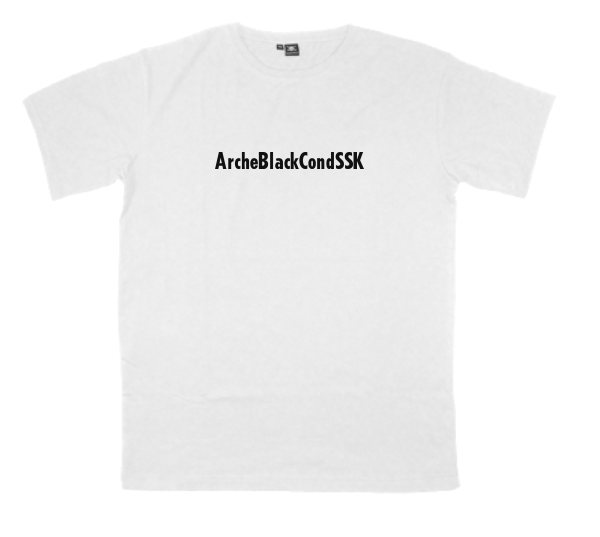 ArcheBlackCondSSK printed on a t-shirt