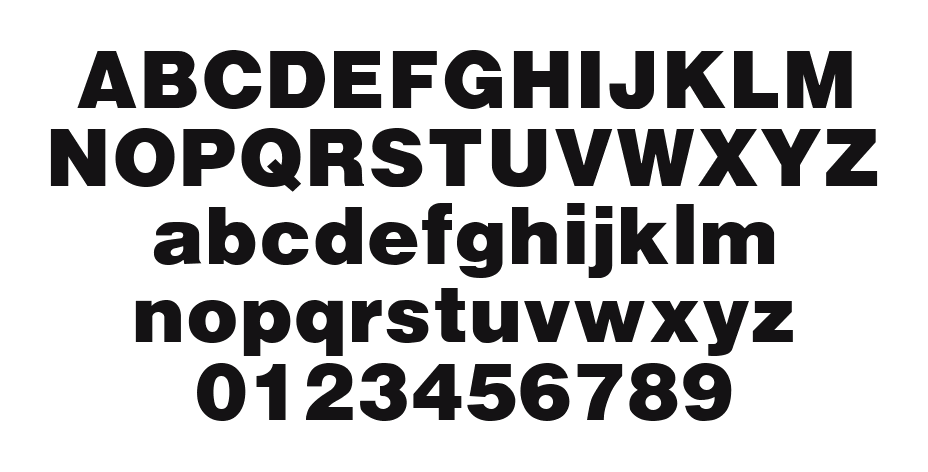 Arena-Black: every letter, A to Z and a to z, and the numbers 0 to 9