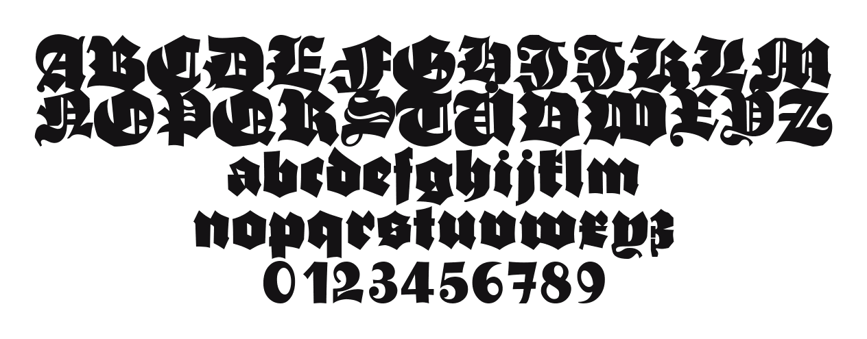 AsgardianWars-Black: every letter, A to Z and a to z, and the numbers 0 to 9